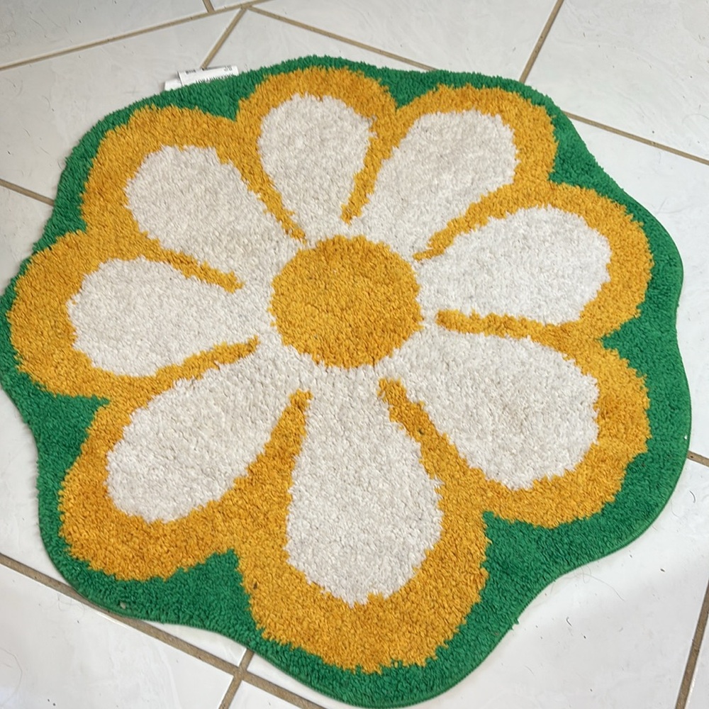 IKEA Green and Yellow Flower Bath Mat